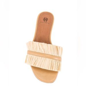 x Revolve Frayed Raffia Flat Sandal